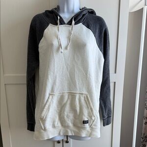 Volcom Gray and White Hoodie Sweater